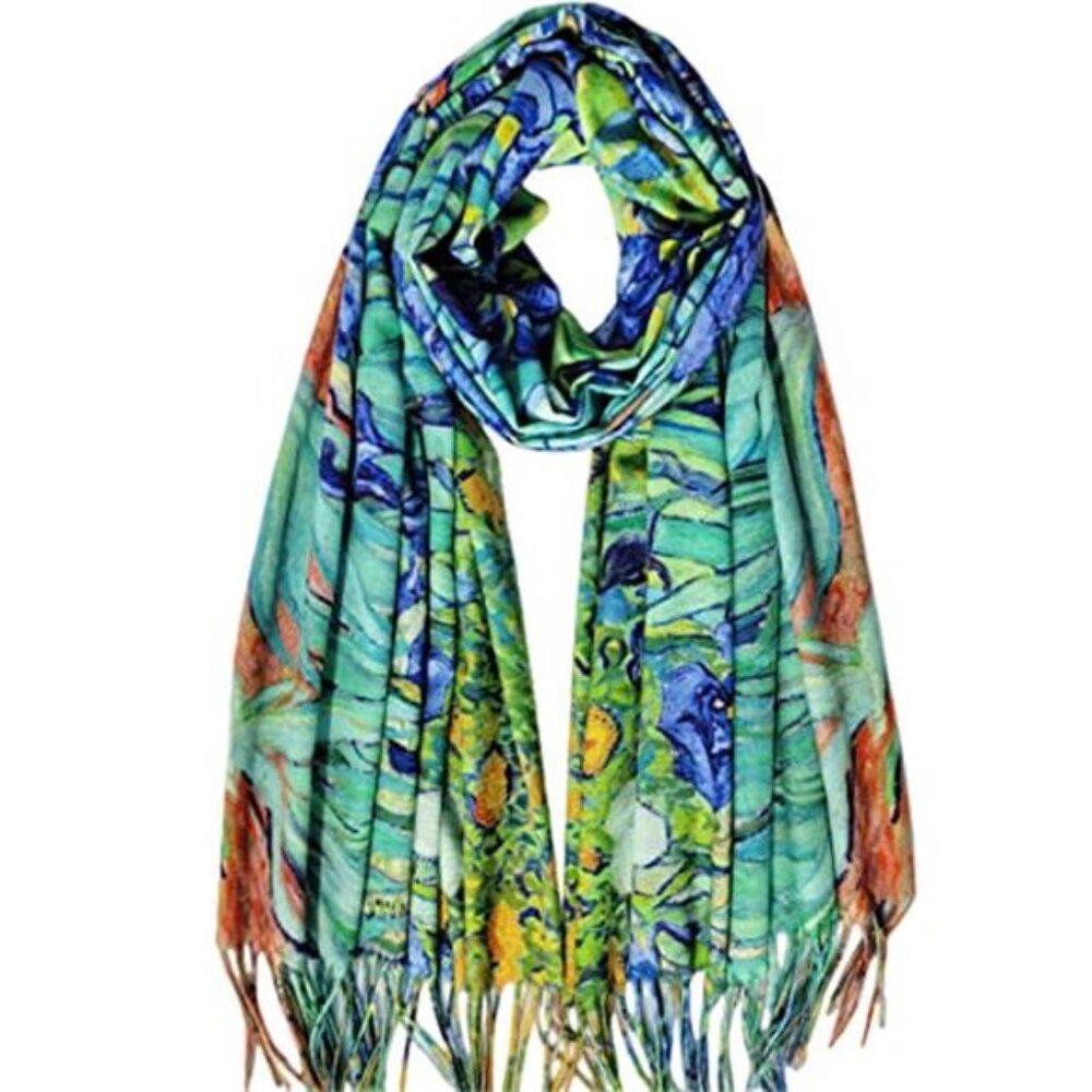 Reversible Art Print Pashmina Shawl Wrap Large Soft Warm Scarf